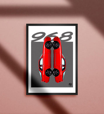 Porsche 968 Print - Guards Red - Fueled.art