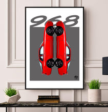 Carica l&#39;immagine nel visualizzatore di Gallery, Porsche 968 Print - Guards Red - Fueled.art
