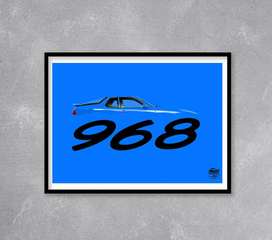 Porsche 968 Print - Maritime Blue - Fueled.art