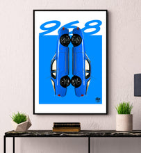 画像をギャラリービューアに読み込む, Porsche 968 Print - Maritime Blue - Fueled.art
