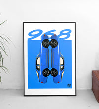 Load image into Gallery viewer, Porsche 968 Print - Maritime Blue - Fueled.art
