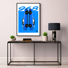 Charger l&#39;image dans la visionneuse de la galerie,Porsche 968 Print - Maritime Blue - Fueled.art
