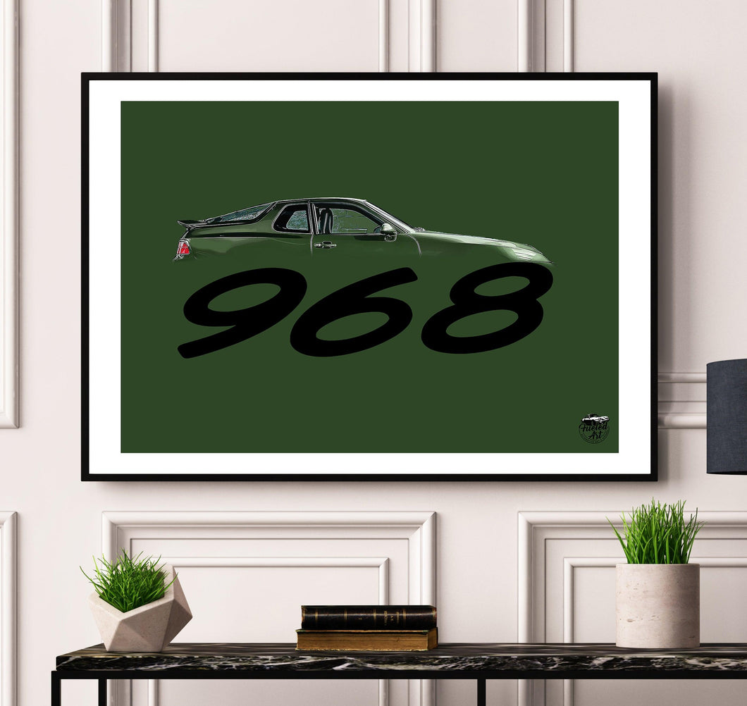 Porsche 968 Print - Oak Green - Fueled.art