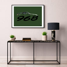 Load image into Gallery viewer, Porsche 968 Print - Oak Green - Fueled.art

