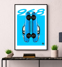 Cargar imagen en el visor de la galería, Porsche 968 Print - Riviera Blue - Fueled.art
