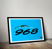 画像をギャラリービューアに読み込む, Porsche 968 Print - Riviera Blue - Fueled.art
