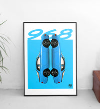 Carica l&#39;immagine nel visualizzatore di Gallery, Porsche 968 Print - Riviera Blue - Fueled.art
