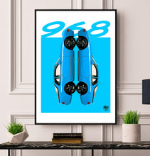 Load image into Gallery viewer, Porsche 968 Print - Riviera Blue - Fueled.art
