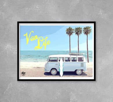 VW 'Van Life' Campervan Print - Fueled.art